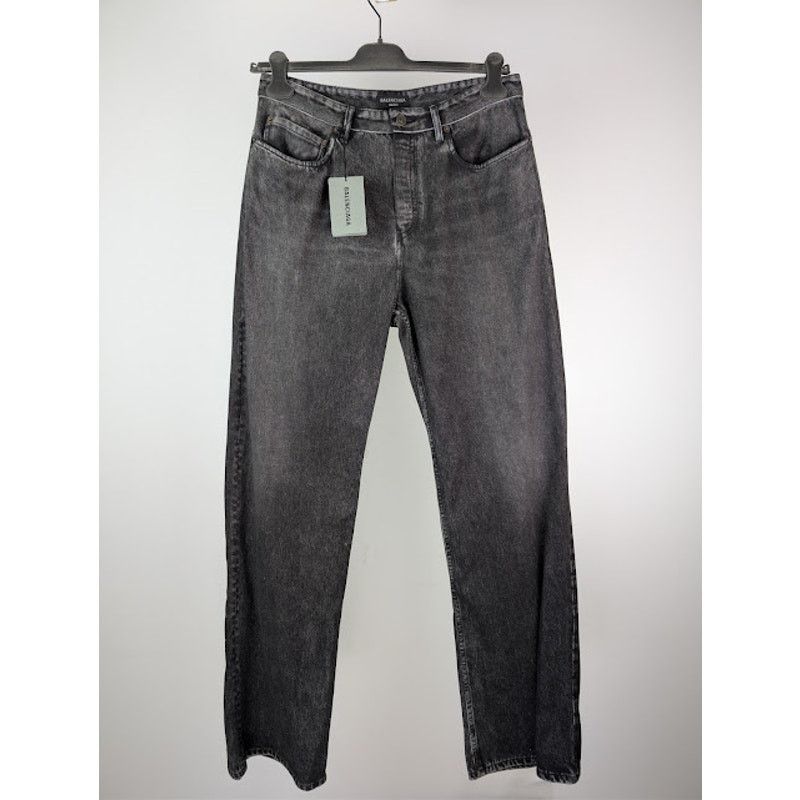 Balenciaga o1rshd1 Trompe L'oeil Fleece Denim Pants in Black Size US 30 / EU 46 - 2 Thumbnail