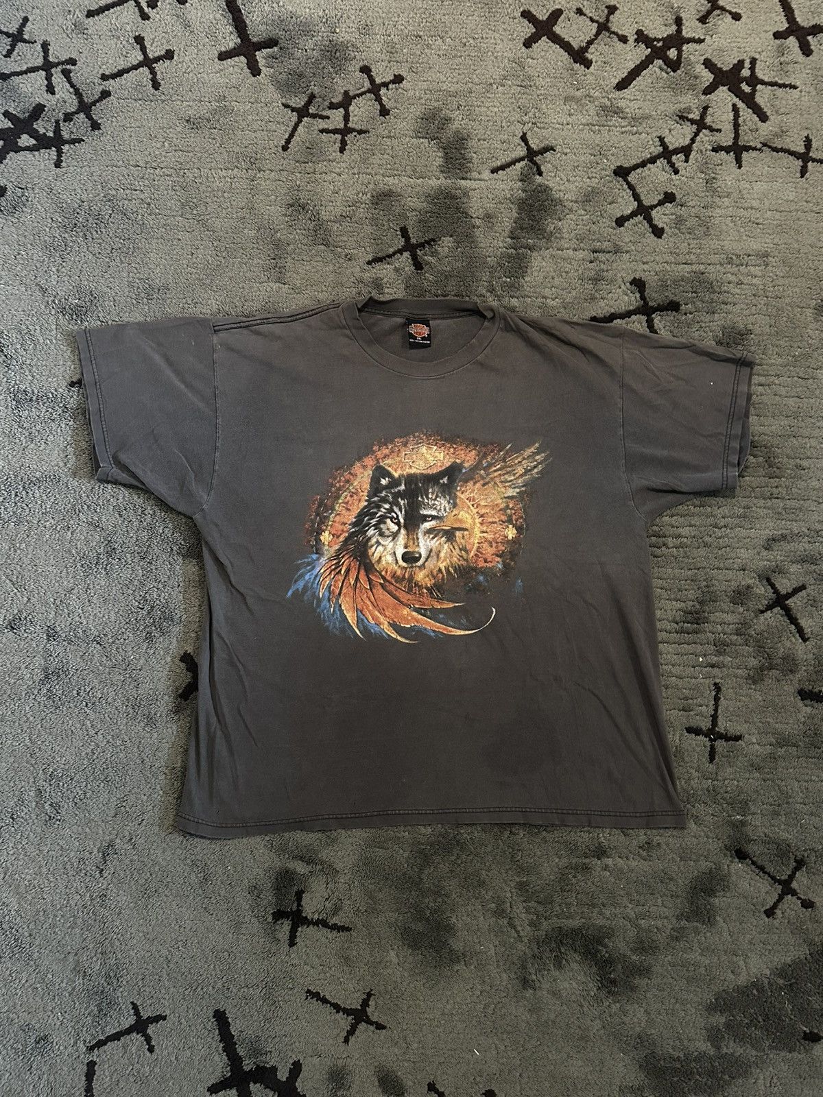 Harley Davidson Rare Faded 2001 Harley Davidson Wolf T Shirt -Wisconsin Size US XXL / EU 58 / 5 - 1 Thumbnail