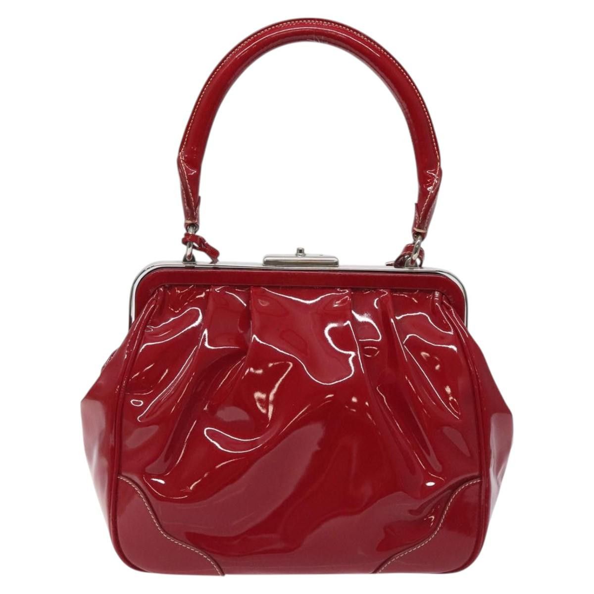 Prada PRADA Hand Bag Enamel Red Silver Size ONE SIZE - 3 Thumbnail