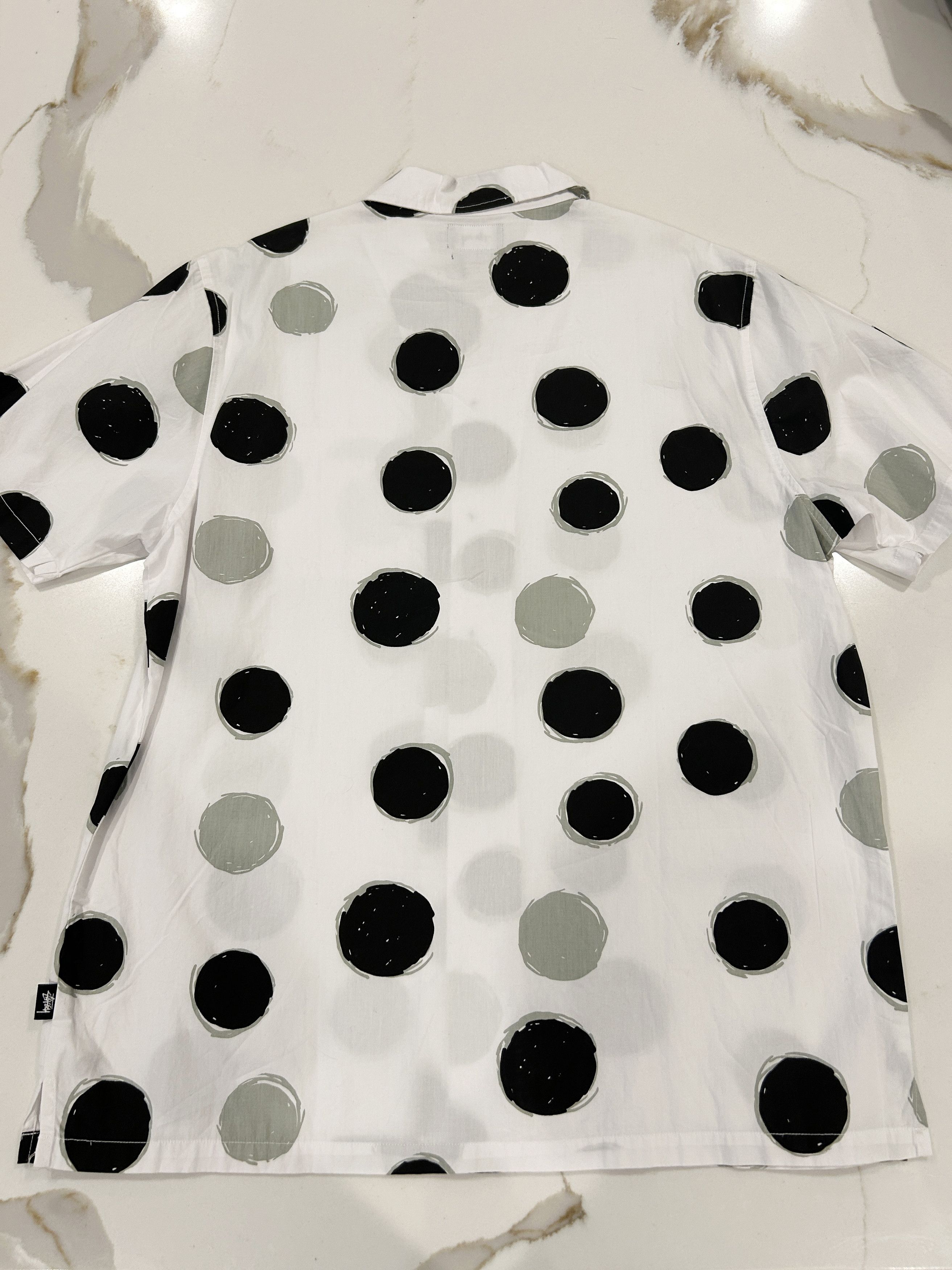 Stussy White Black Dot Shirt Size US M / EU 48-50 / 2 - 9 Thumbnail