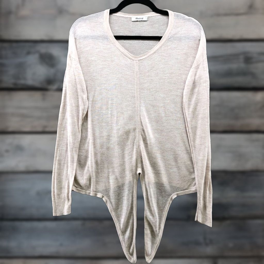 Madewell Madewell Lightweight Long Sleeve Tie Front T Shirt Womens Small Ivory Size S / US 4 / IT 40 - 1 Thumbnail
