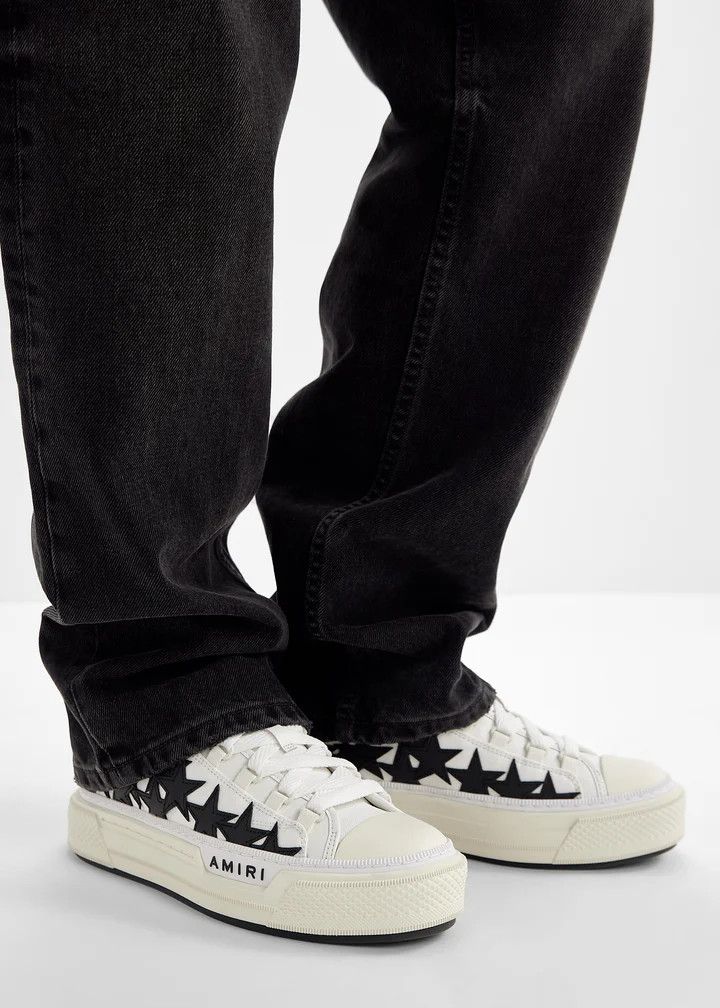 Amiri o1mle0426 Stars Court Low-Top Sneakers in White/Black Size US 15 / EU 48 - 2 Thumbnail