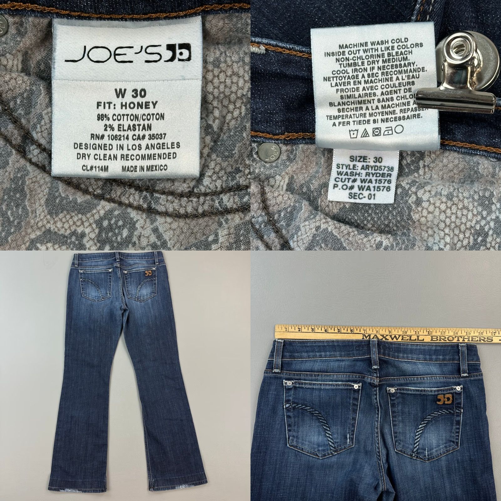 Vintage Joe's Jeans Jeans Women's 30 31x31 Dark Wash Denim Honey Ryder Bootcut Stretch 5-Pocket Design Regular Blue Cowboys Retro USA Womens Size 30" / US 8 / IT 44 - 8 Thumbnail
