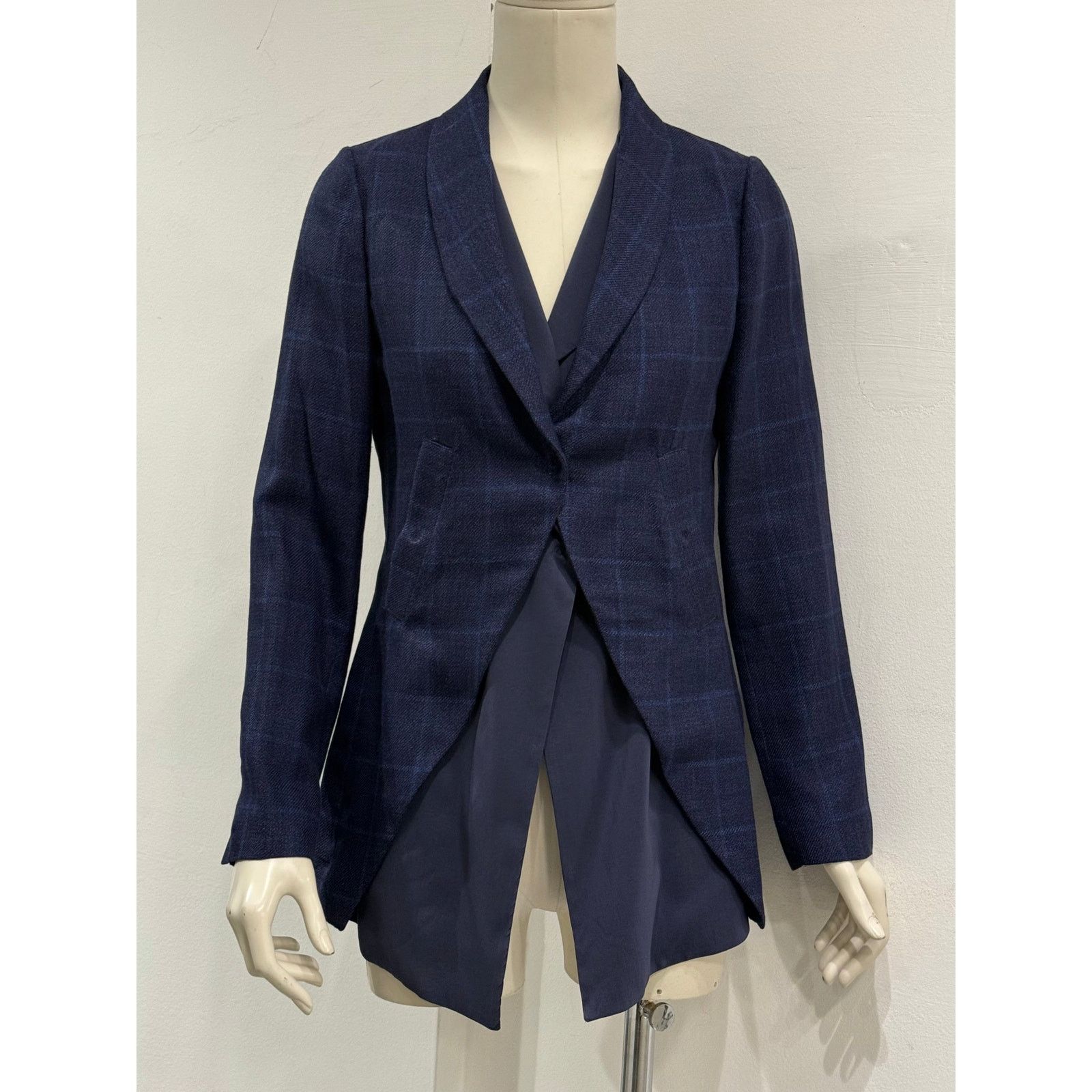 Brunello Cucinelli 2000s Brunello Cucinelli double layer V-shape tartan blazer Size 40R - 2 Thumbnail