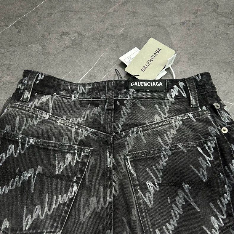 Balenciaga Balenciaga Cursive Letter Logo Chatting Full Print Denim P Size 25" / US 0 / IT 36 - 7 Thumbnail