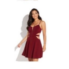 Other Mystic Burgundy Fit & Flare Dress Sheer Cutouts Adjustable S Size S / US 4 / IT 40 - 1 Thumbnail