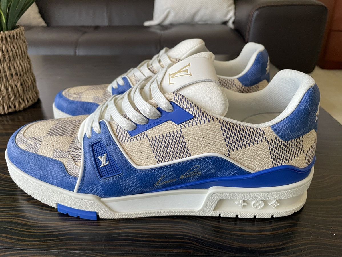 Louis Vuitton LV Trainer Sneakers #54 white blue Size US 10 / EU 43 - 1 Thumbnail