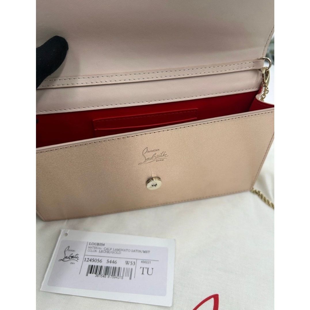 Christian Louboutin Women's Christian Louboutin LOUBI 54 clutch in gold satin Size ONE SIZE - 7 Thumbnail