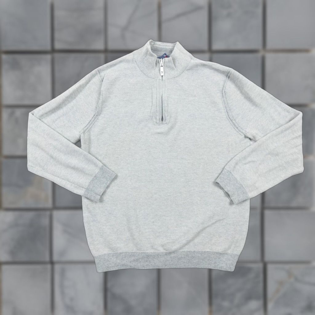 Tommy Bahama VINTAGE Tommy Bahama Men's Sweater Pullover 1/4 Zip Reversible Cotton Gray Regular Size Large Size US L / EU 52-54 / 3 - 1 Thumbnail