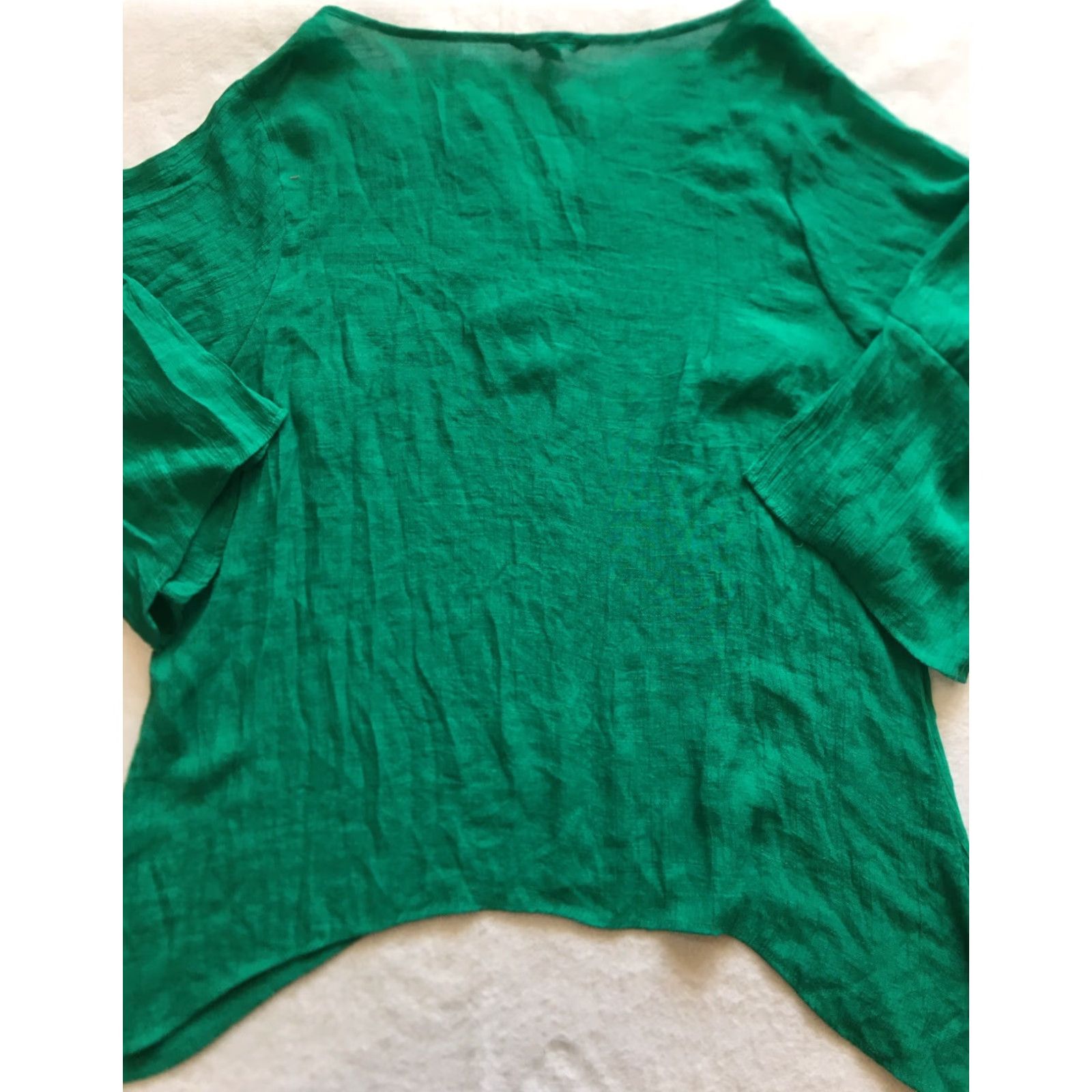 Vintage VINTAGE Zac & Rachel Blouse Women's 2XL Green Embroidery Bell Sleeve Lightweight Polyester Blend Belle Size XXL / US 16-18 / IT 52-54 - 7 Thumbnail
