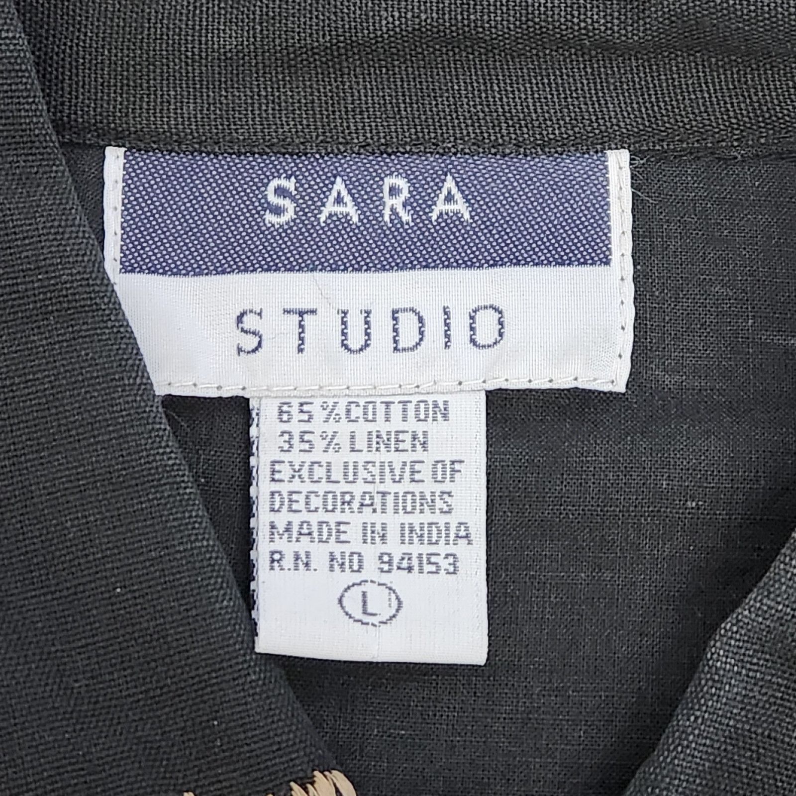 Other VTG Sara Studio Black Beige Color Block Embroidered Top L Size L / US 10 / IT 46 - 5 Thumbnail