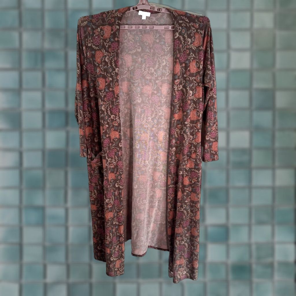 Vintage LuLaRoe Long Sleeve Open Duster Cardigan Womens Size XL Brown/Orange Size XL / US 12-14 / IT 48-50 - 1 Thumbnail