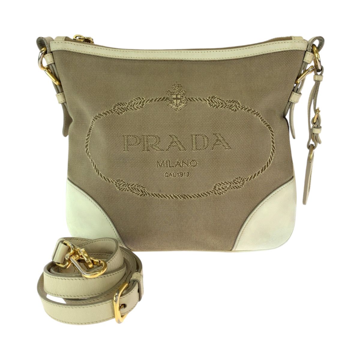 Prada Prada Prada Canvas Logo Jacquard Shoulder Bag BT0867 Canvas Crossbody Bag BT0867 in Very Good Condition Size ONE SIZE - 1 Thumbnail