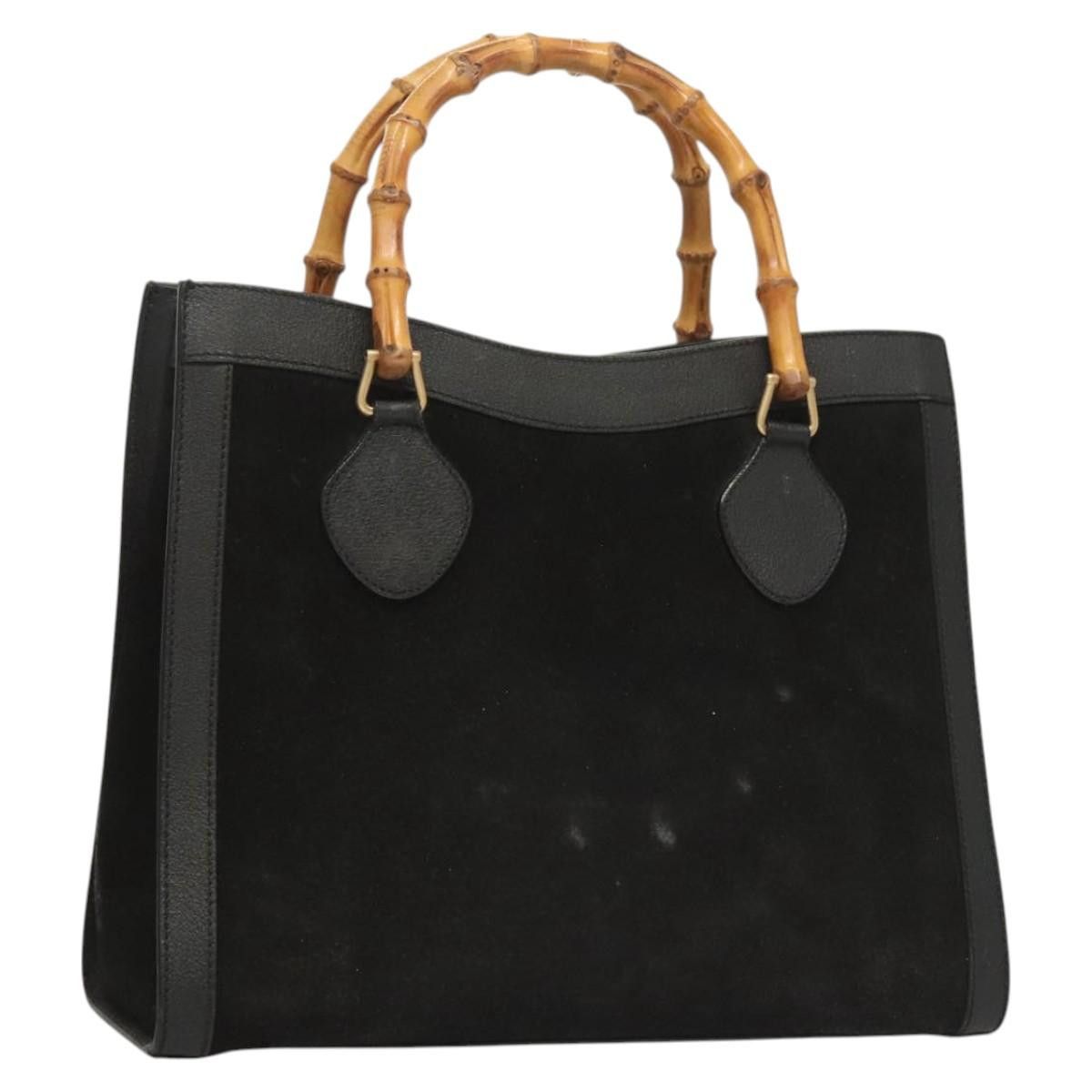 Gucci GUCCI Bamboo Hand Bag Suede Black Gold Size ONE SIZE - 1 Thumbnail