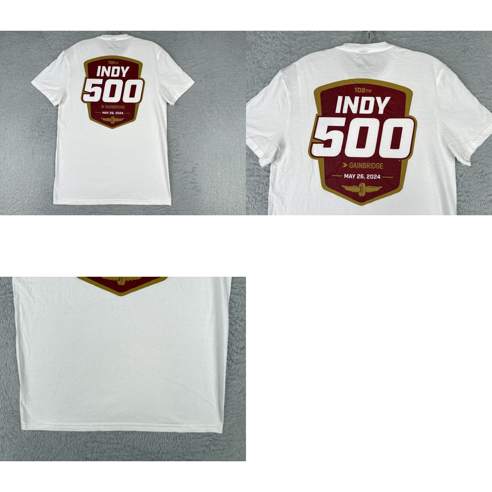 Vintage Indycar Shirt Adult Extra Large White 2024 Indy 500 Gainbridge 108th 100% Cotton Size US XL / EU 56 / 4 - 9 Thumbnail