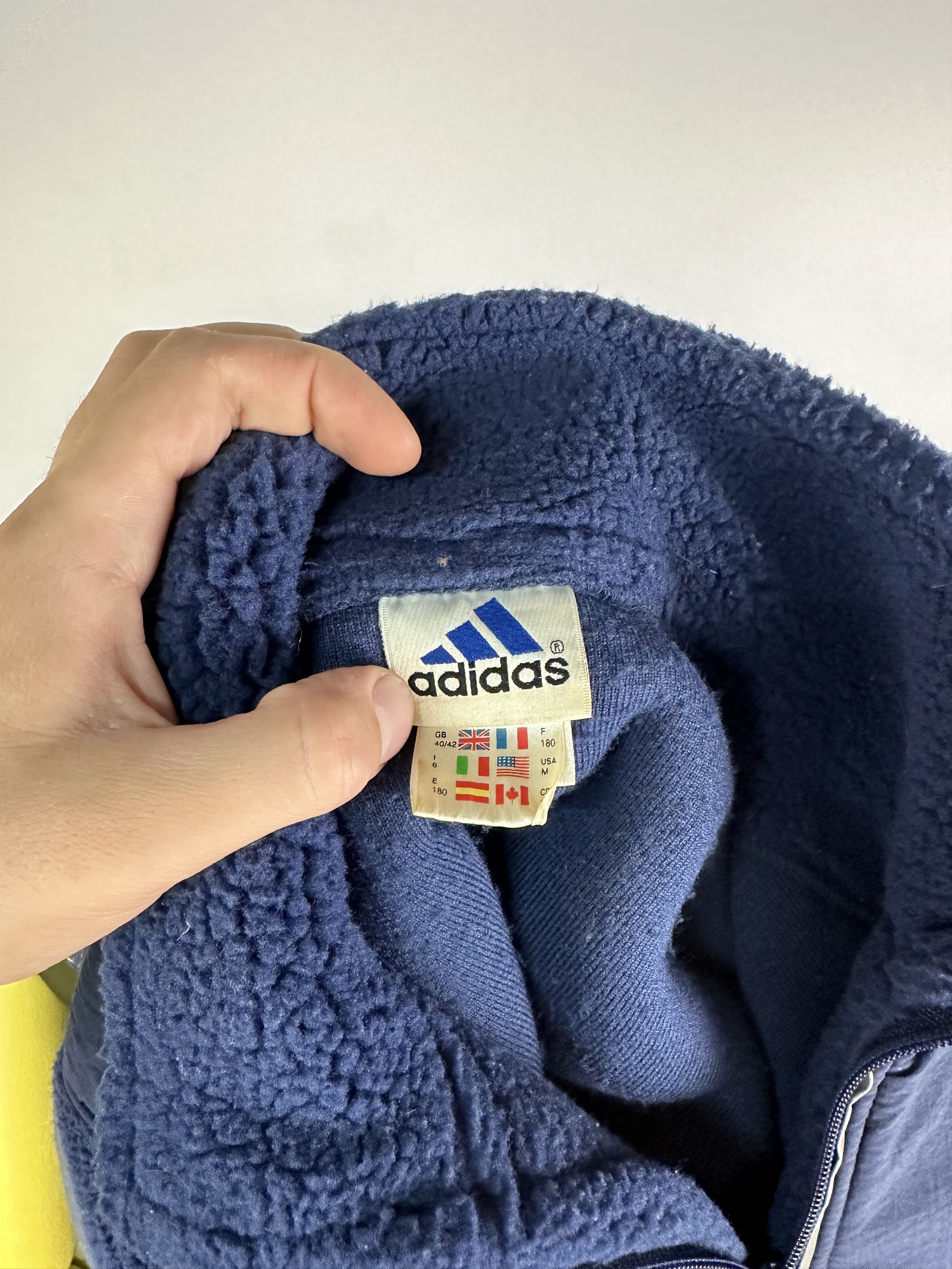Adidas × Vintage Vintage Adidas Teddy Sherpa Fleece Quarter Zip Jacket Blue M Size US M / EU 48-50 / 2 - 9 Thumbnail