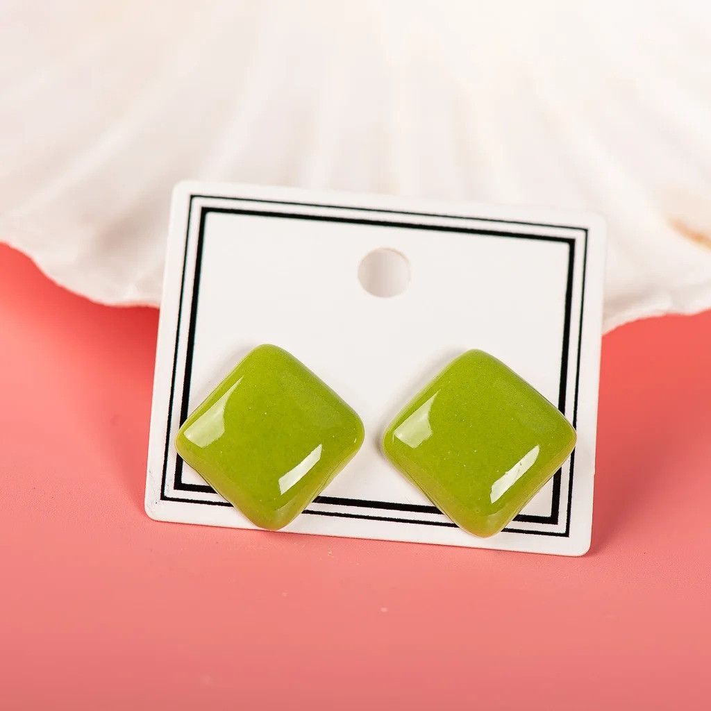 Jewelry Geometric Square Stud Earrings Ceramic Ear Gift For Her Size ONE SIZE - 1 Preview