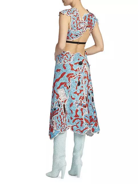 Bottega Veneta o1loc1c0824 718893 Printed Silk Patchwork Dress Multicolor Size M / US 6-8 / IT 42-44 - 5 Thumbnail