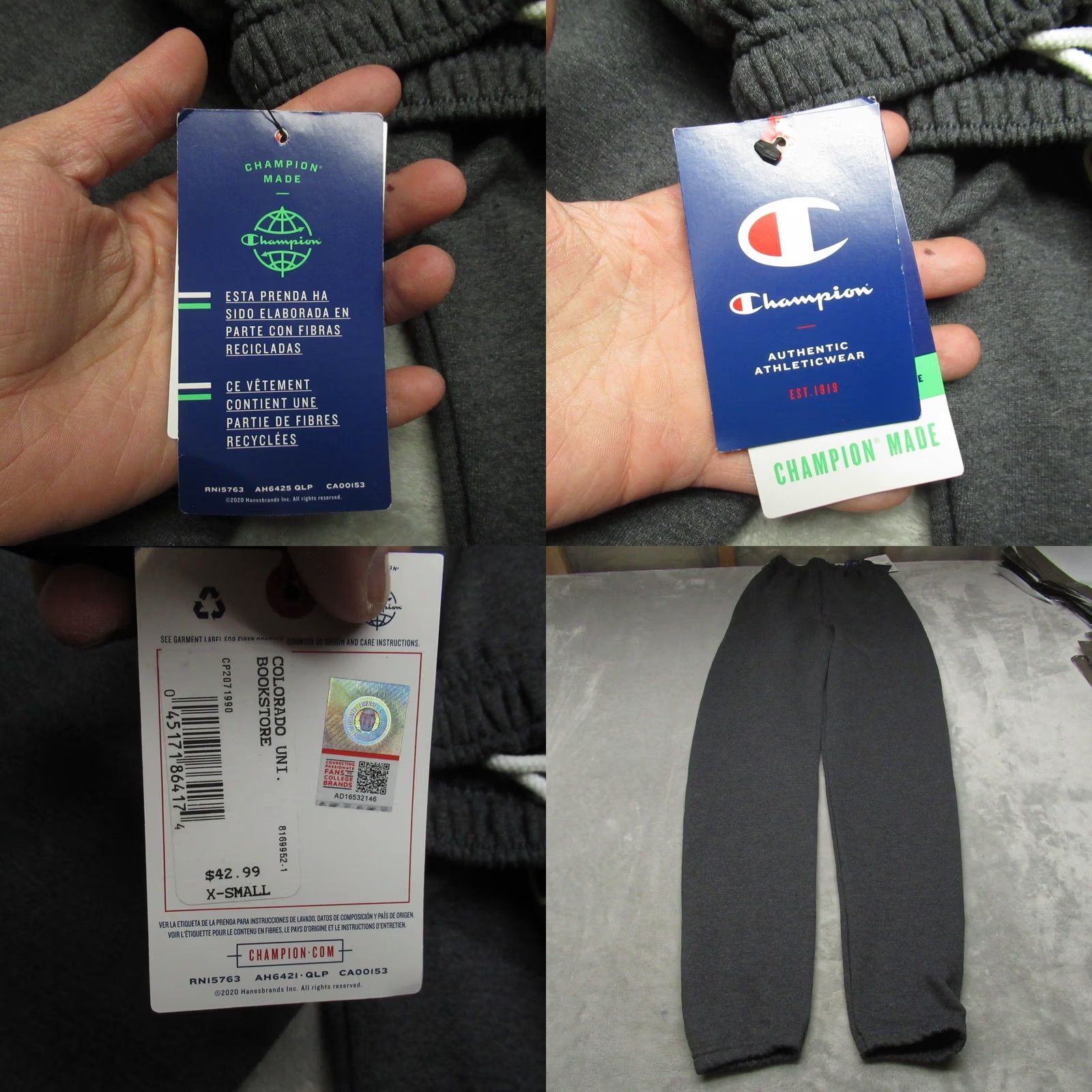 Champion Champion Colorado Buffaloes Sweatpants Mens XS Gray Jogger Fleece 4 NEW 20x30 Size US 27 - 8 Thumbnail