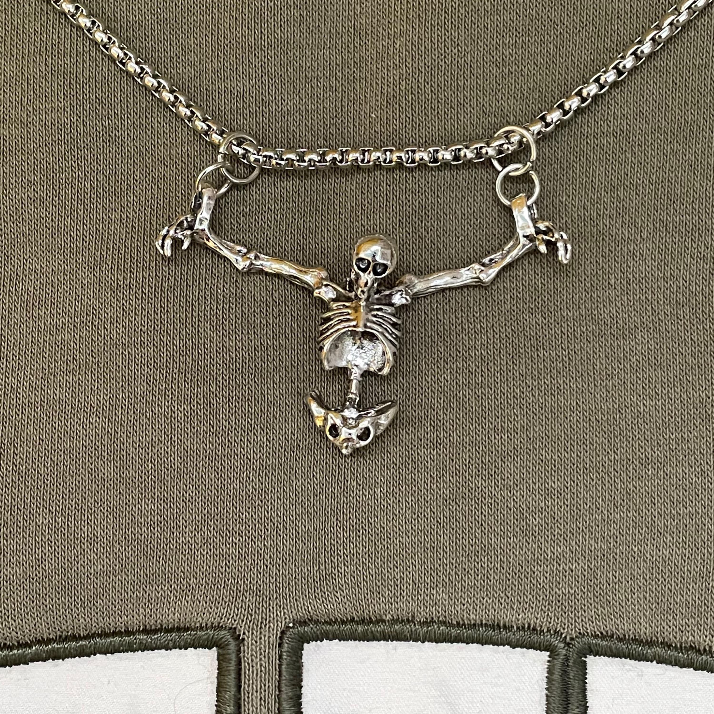Other Gothic Skeleton Pendant Necklace Grunge Punk Jewelry Size ONE SIZE - 7 Thumbnail