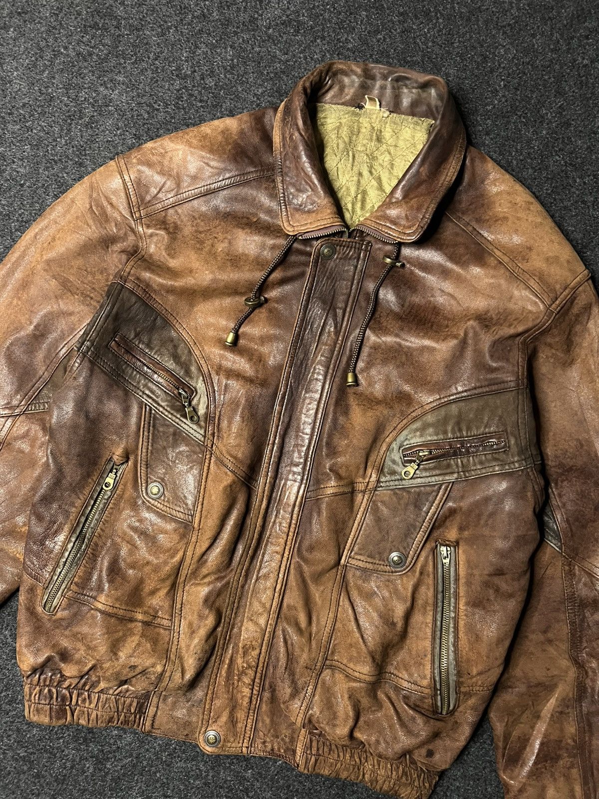 Other Vtg 80s Original leather Aviator Flight Bomber Jacket Rare L Size US L / EU 52-54 / 3 - 2 Thumbnail
