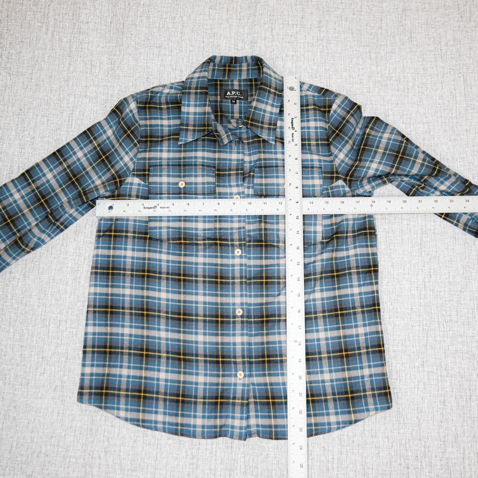 A.P.C. A.P.C. Blue Plaid Button up Flannel Shirt 100% Cotton Size XS / US 0-2 / IT 36-38 - 11 Thumbnail