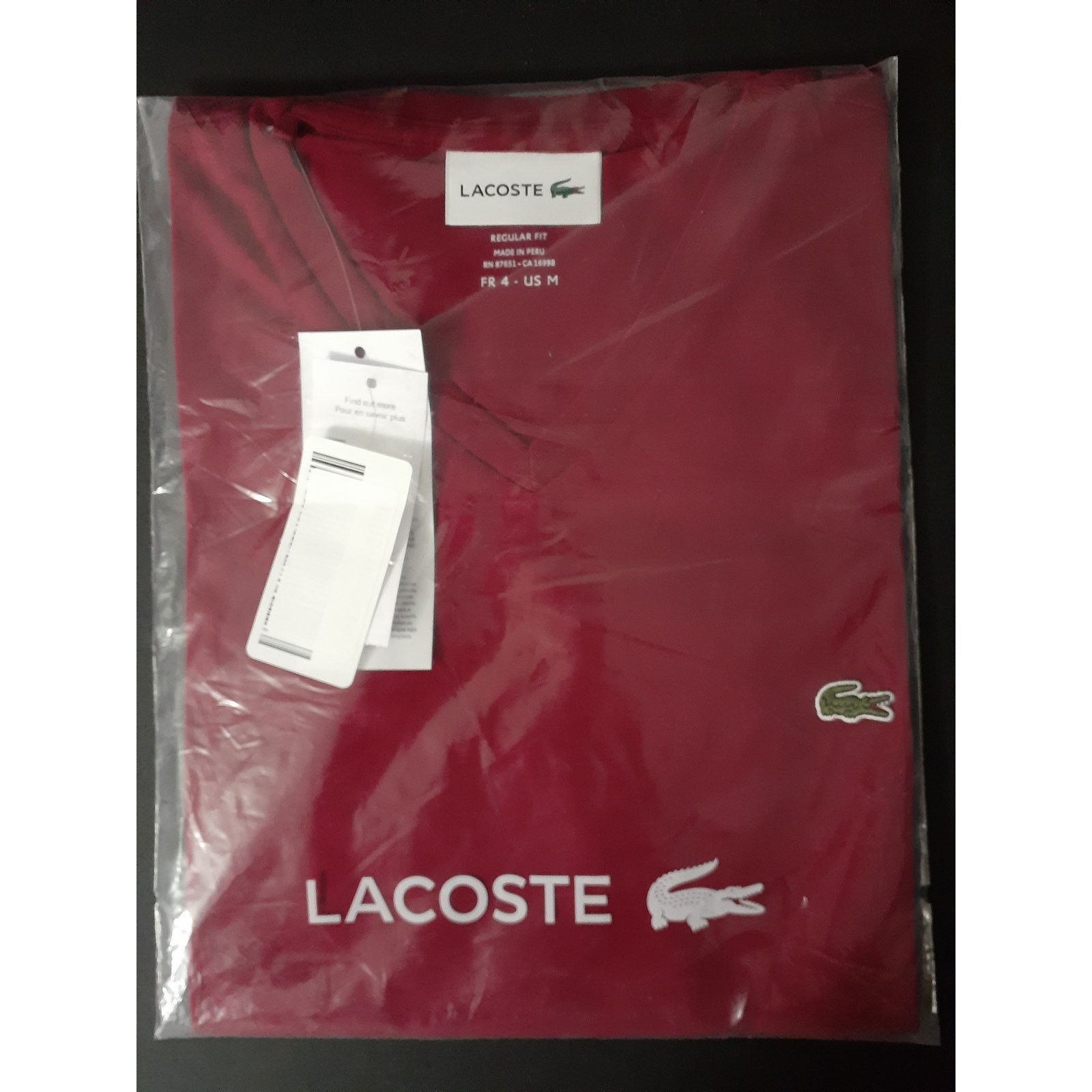 Lacoste Lacoste Men's Jersey Pima Reg Fit V Neck T-Shirt Bordeaux M Size US M / EU 48-50 / 2 - 2 Thumbnail