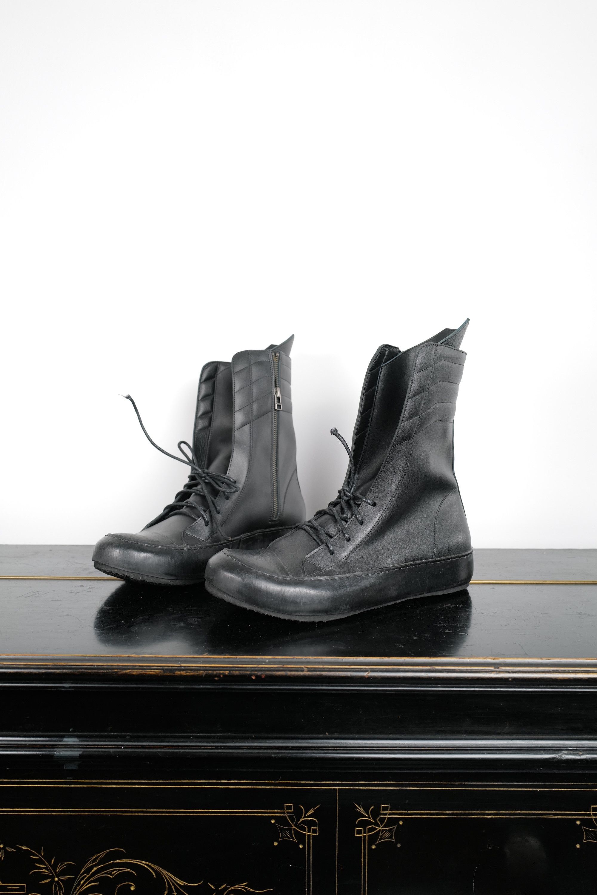 Other HI TOP RICK OWENS TYPE LEATHER SHOES Size US 8 / EU 41 - 1 Thumbnail