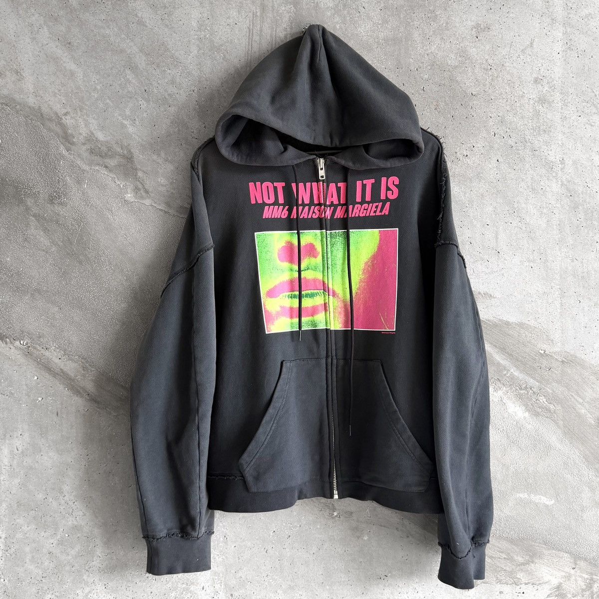Maison Margiela Maison Margiela MM6 "NOT WHAT IT IS" Thrashed Zip Up Hoodie Size US L / EU 52-54 / 3 - 2 Thumbnail