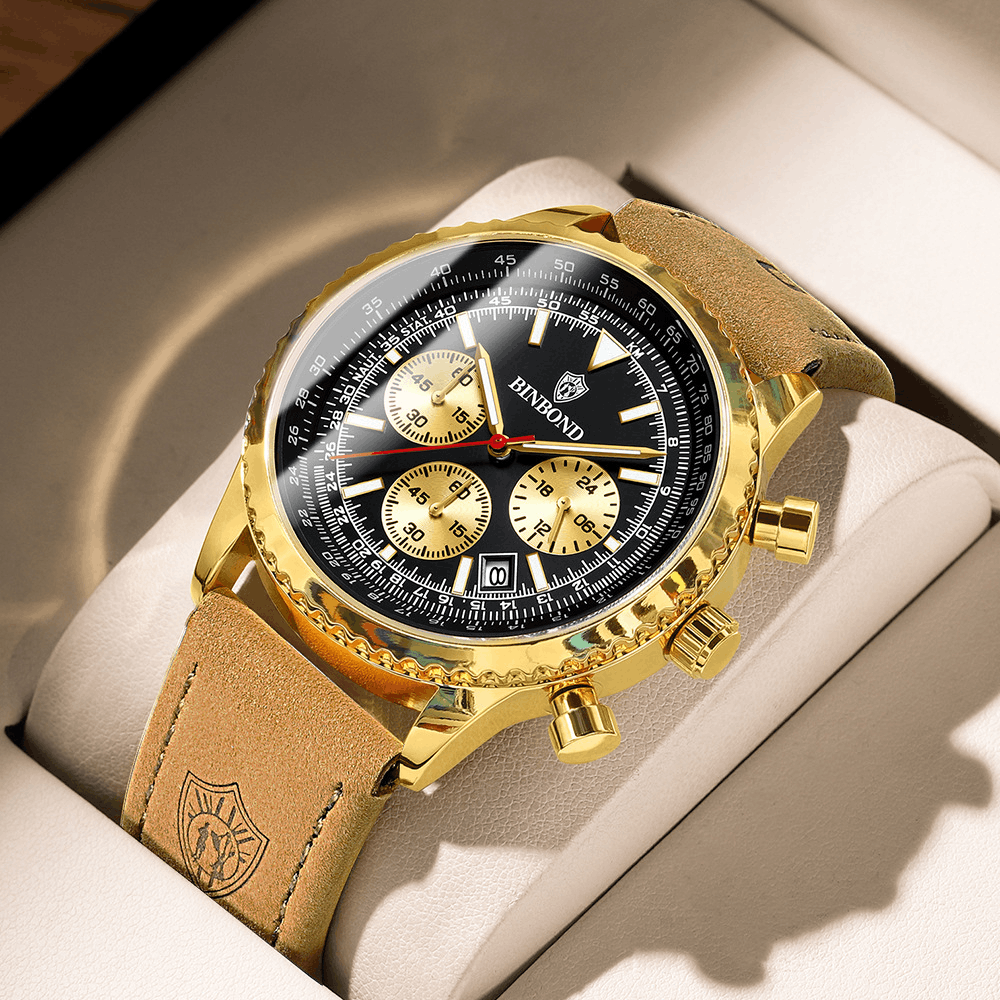 Other Leather Belt Waterproof Luminous Calendar Watch Size ONE SIZE - 2 Thumbnail