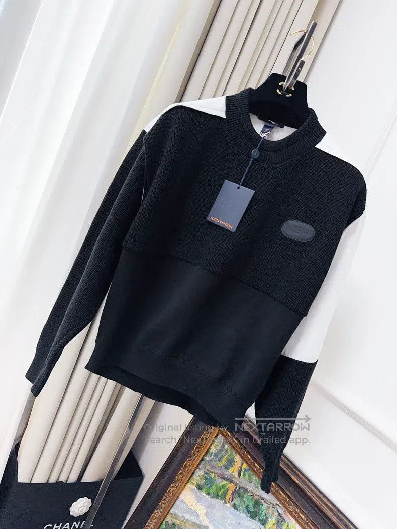 Louis Vuitton Louis Vuitton Black and white patchwork knit crewneck long Size US S / EU 44-46 / 1 - 1 Thumbnail