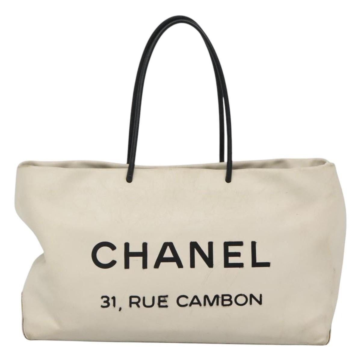 Chanel Chanel Tote Bag Leather White Silver CC Size ONE SIZE - 2 Thumbnail