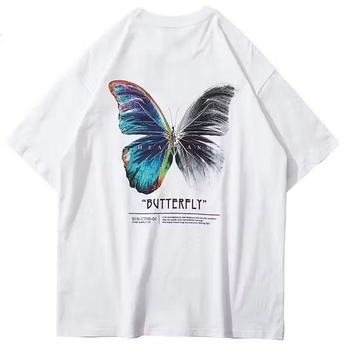Japanese Brand Butterfly Graphic White T Shirt Size US L / EU 52-54 / 3 - 1 Thumbnail