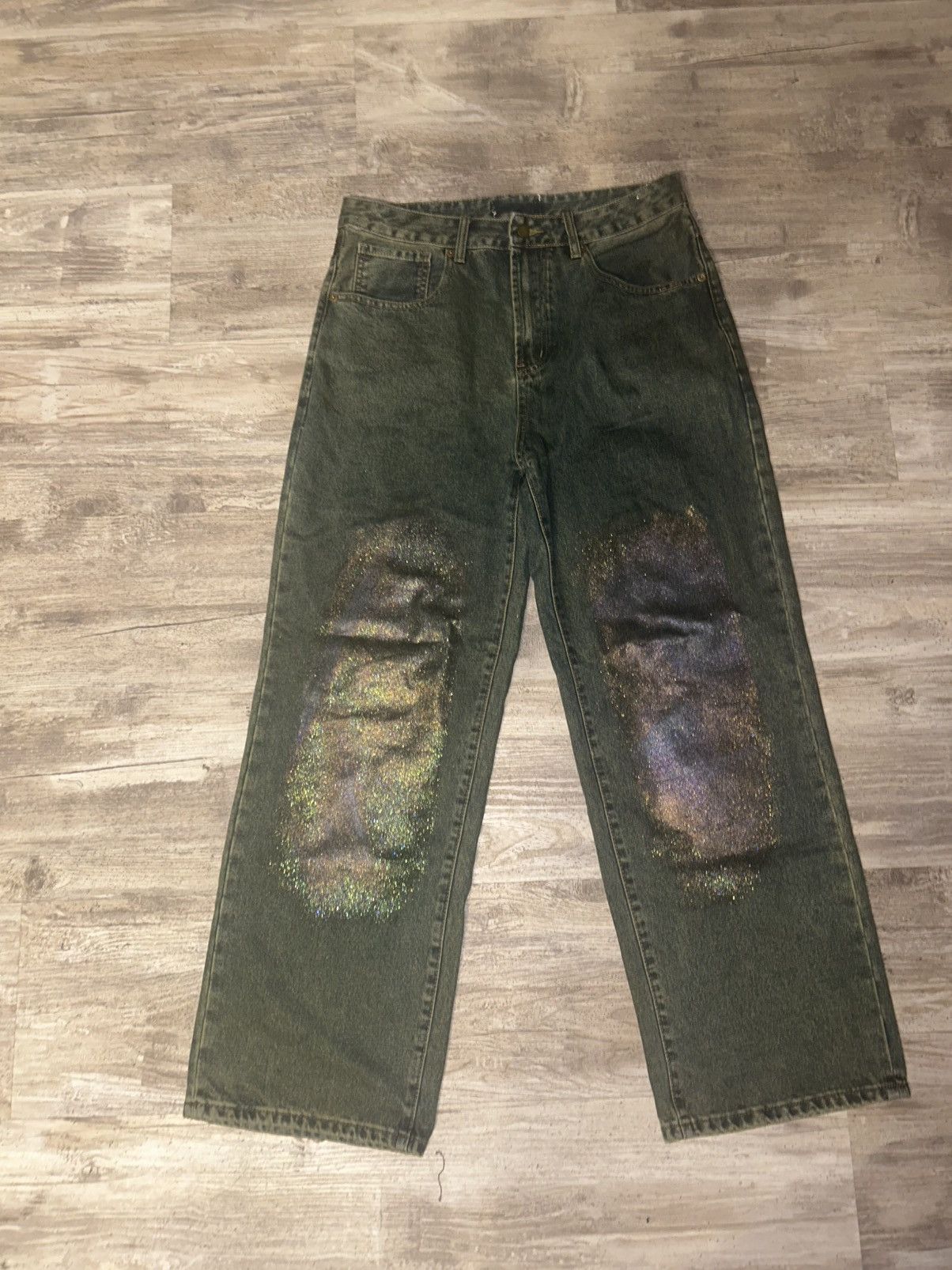 Japanese Brand Slumxweirdo hologram paint Denim Size US 31 - 4 Thumbnail