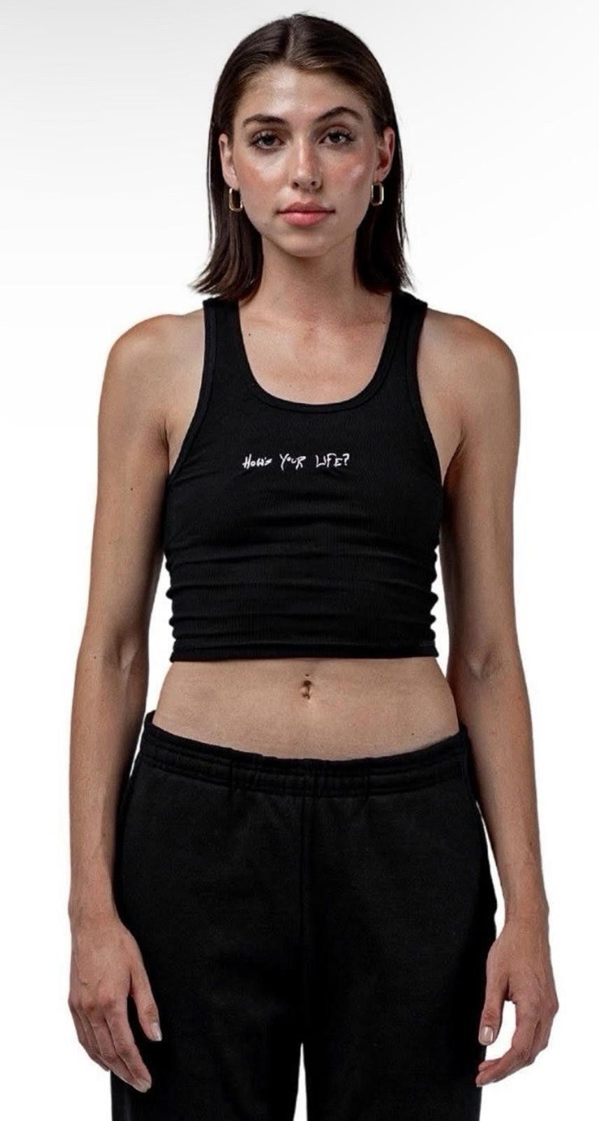 Other Dombresky How’s Your Life Black Cropped Tank Large 2022 NWOT Size L / US 10 / IT 46 - 2 Thumbnail