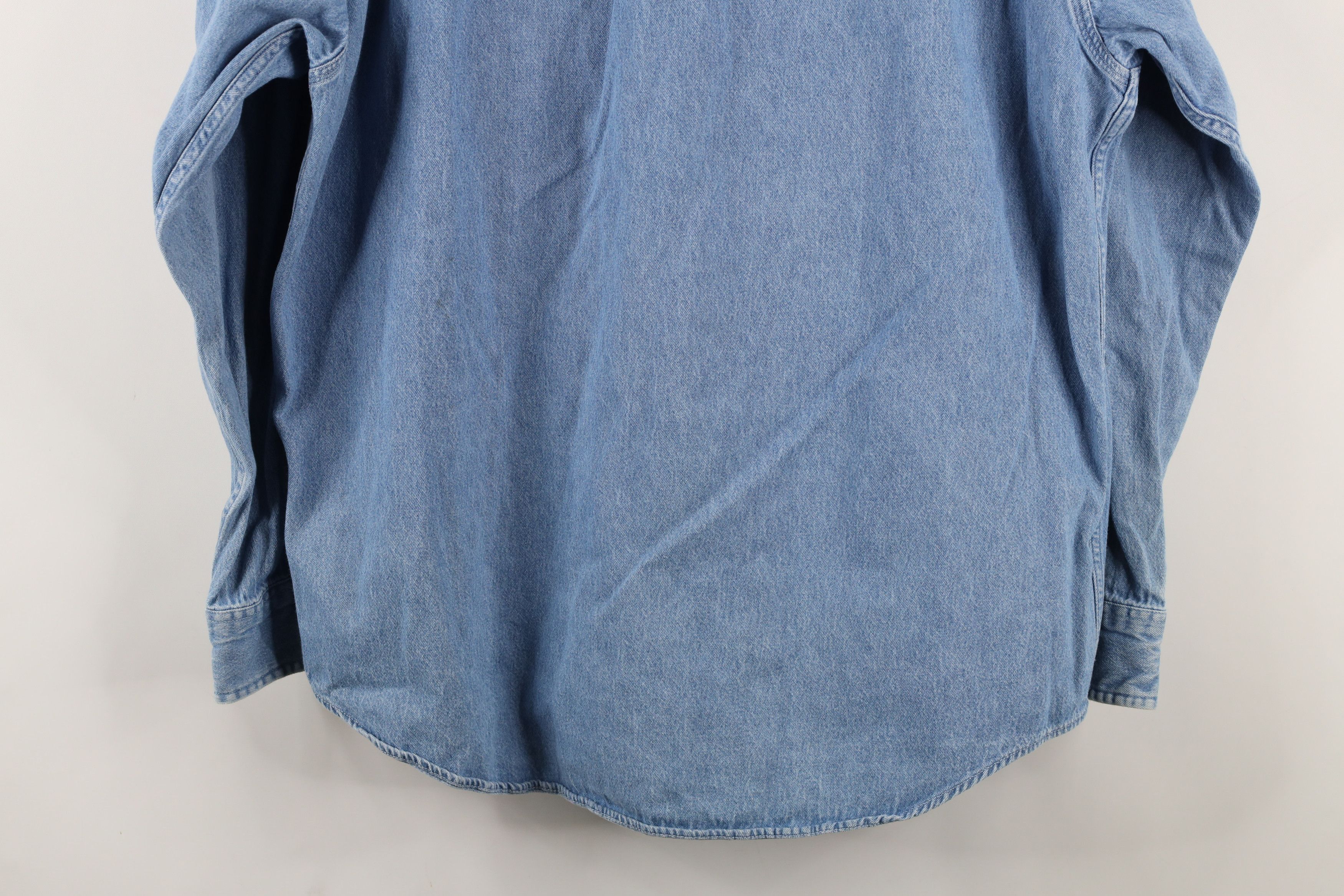 Vintage Vintage 90s Streetwear Jean Button Down Shirt Blue Indigo Size US L / EU 52-54 / 3 - 13 Thumbnail