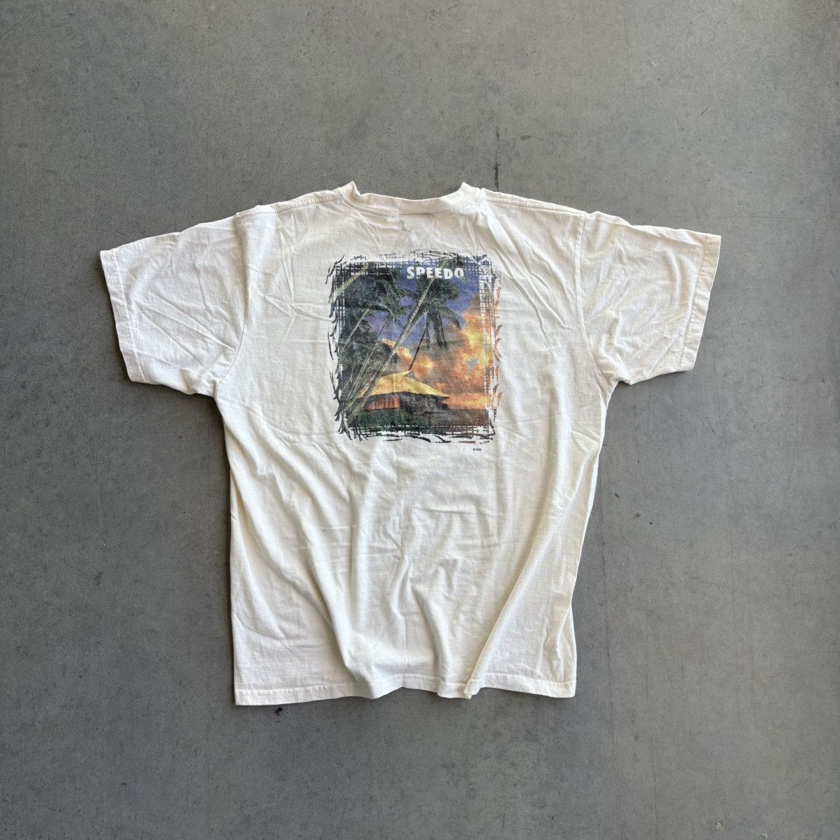 Billabong × Quiksilver × Speedo Vintage 2003 Speedo Y2K Surf Tee Cream Billabong Style XL Size US XL / EU 56 / 4 - 1 Thumbnail