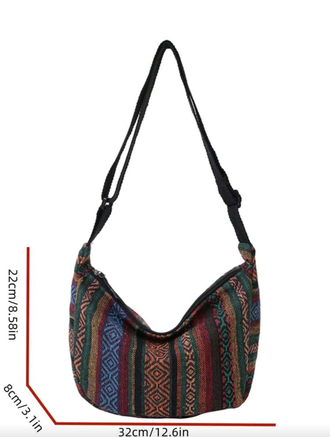 Japanese Brand Retro striped canvas shoulder bag bohemia style Size ONE SIZE - 5 Thumbnail