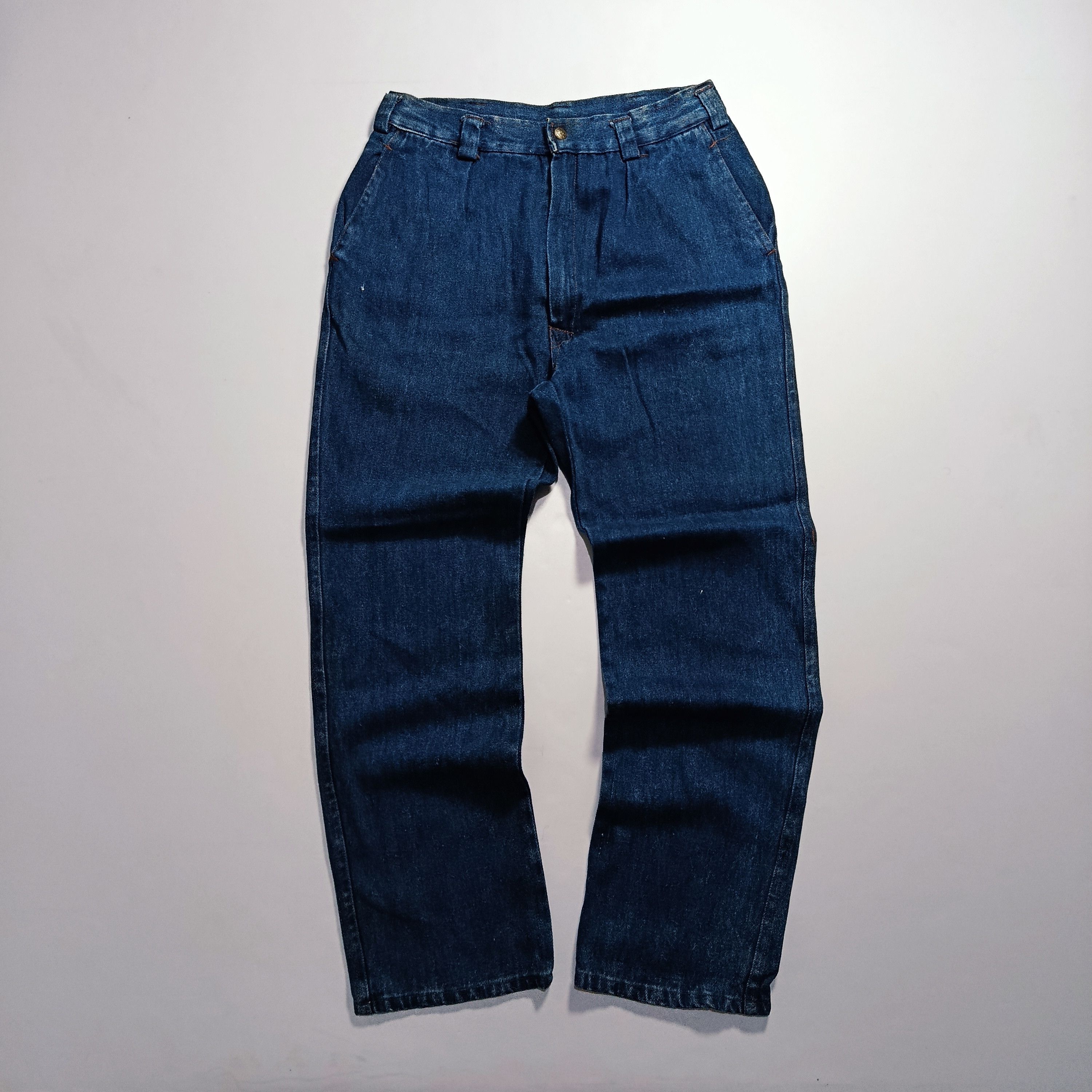Vintage 1970s Japanese Pleated Denim Work Trousers Size US 29 - 2 Thumbnail