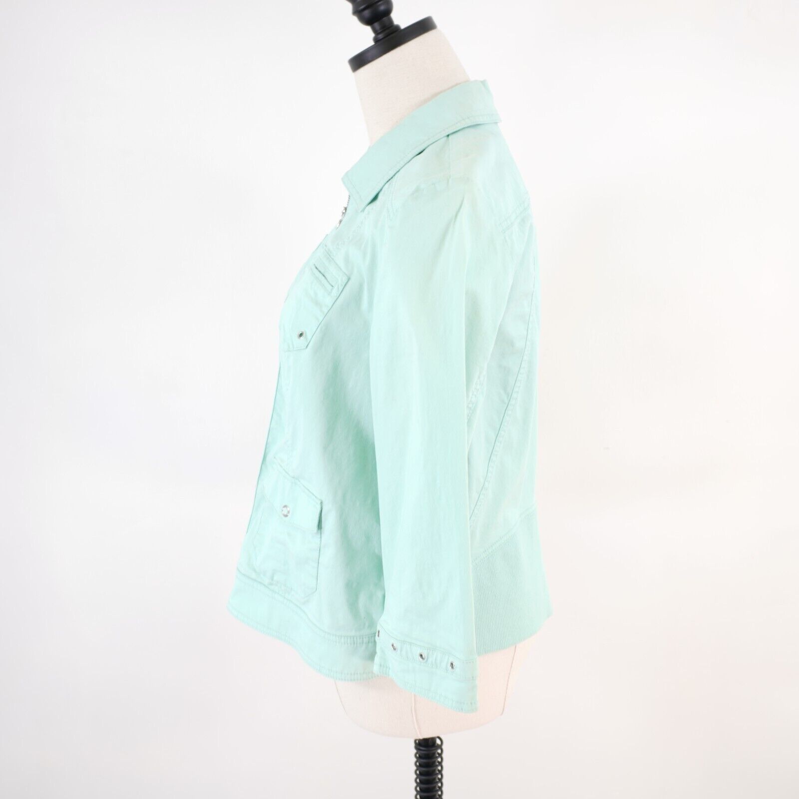 Chicos Chico's Size 1 Seafoam Green Full Zip Collared Jacket Waist Size XS / US 0-2 / IT 36-38 - 4 Thumbnail