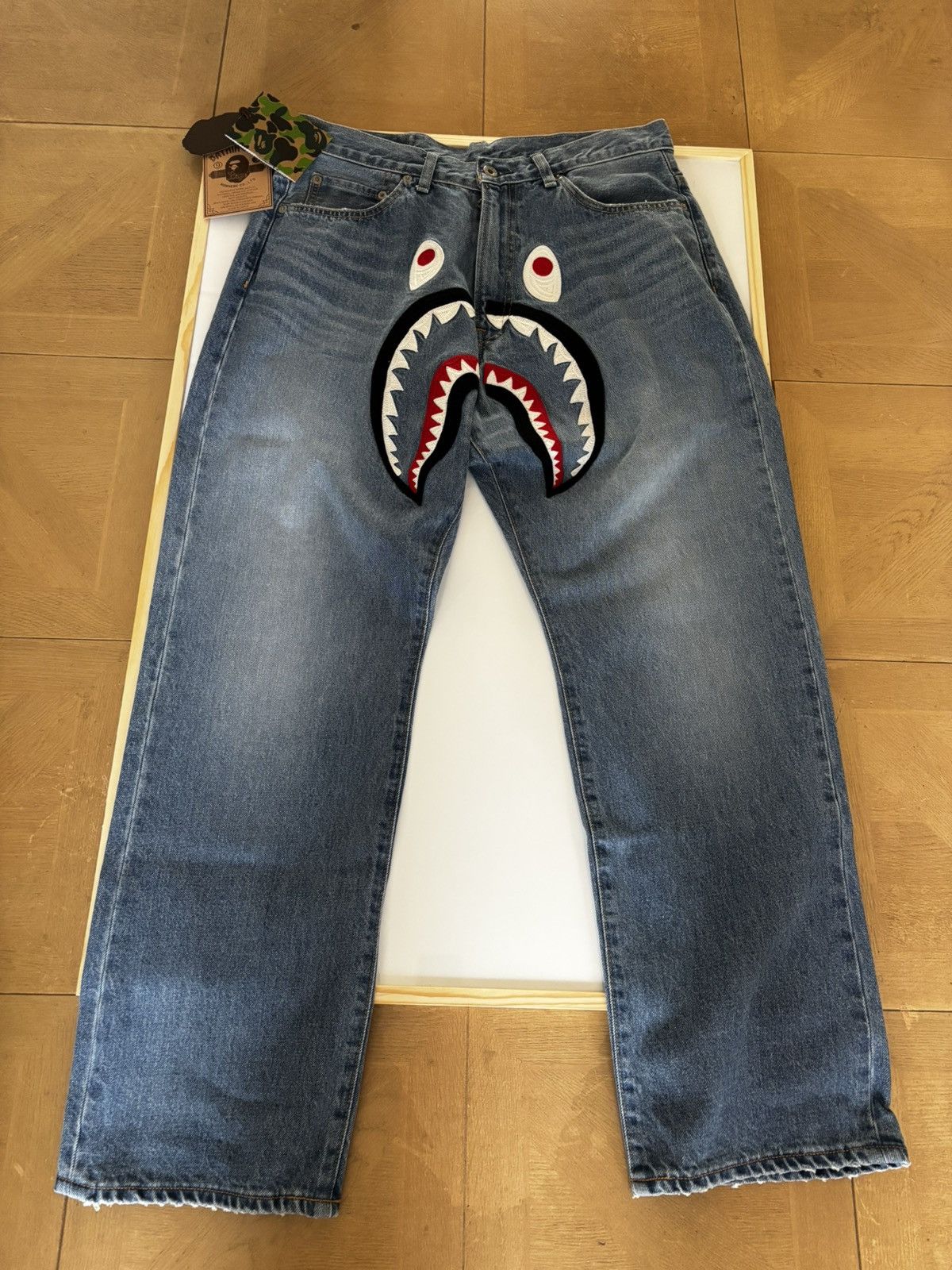 Bape Authentic ape bape shark loose fit 13 OZ denim pants new Size US 34 / EU 50 - 1 Thumbnail