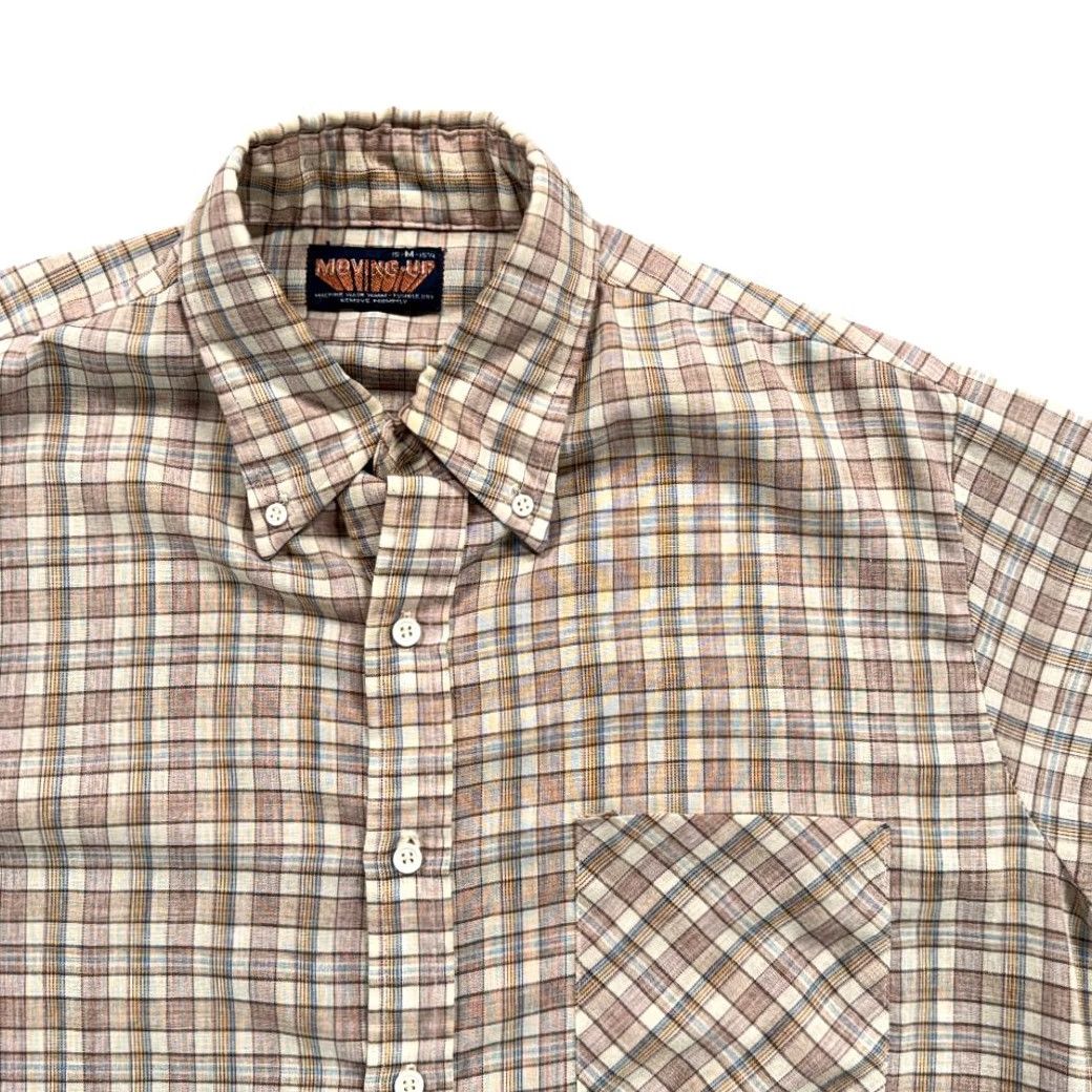 Vintage VINTAGE Moving Up Button Down Shirt Adult MEDIUM Brown Pastel Plaid 70s Size US M / EU 48-50 / 2 - 2 Thumbnail