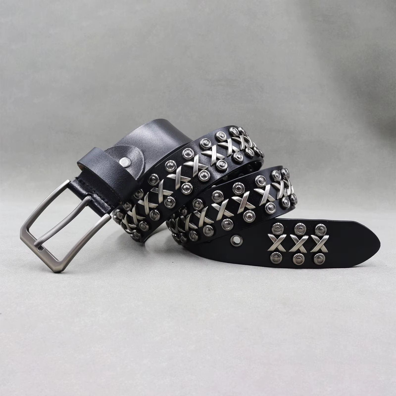 Jewelry Square Bead Rivet Belt Metal Pyramid Belt Size ONE SIZE - 2 Thumbnail