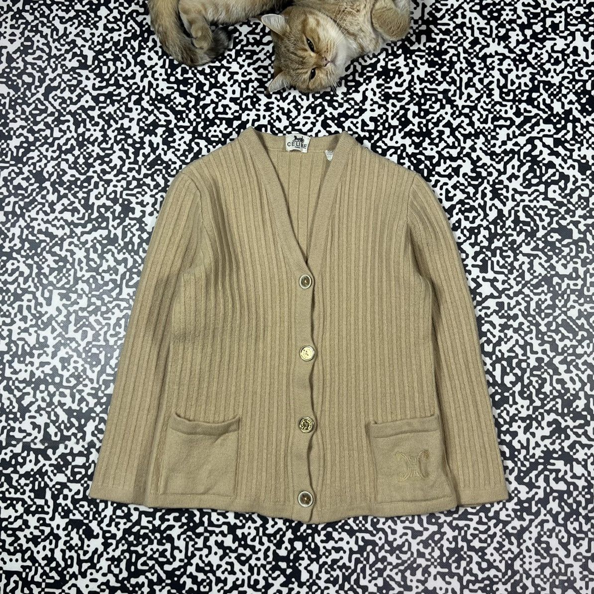 Celine Vintage 90s CELINE Paris Wool Cardigan Luxury Retro Style Size XS / US 0-2 / IT 36-38 - 5 Thumbnail
