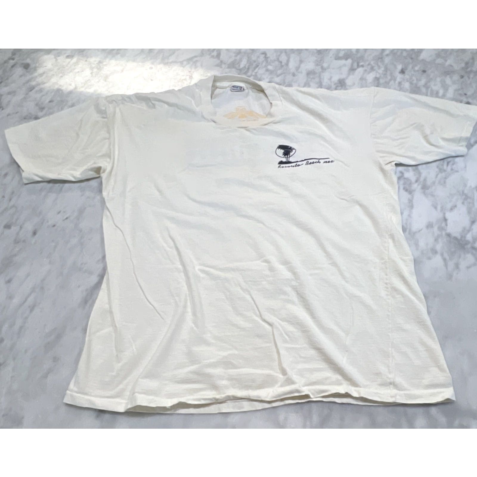 Vintage VINTAGE Rosarito Beach Corona T Shirt XL Graphic 1980s White Cotton Single Stitch Unisex Mens Womens Size US XL / EU 56 / 4 - 5 Thumbnail