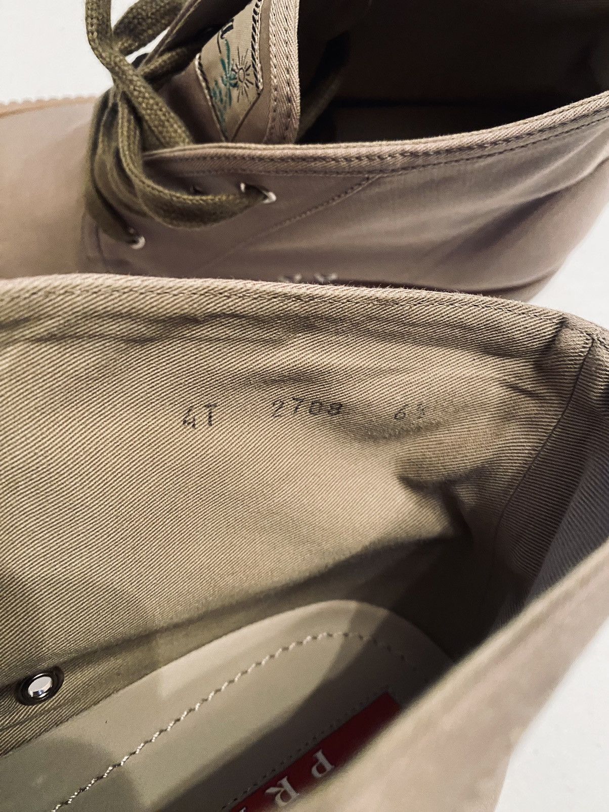 Prada Prada 🇮🇹 Khaki Denim Dipped Toe Techno Sneakers 7.5 US NEW Size US 7.5 / EU 40-41 - 7 Thumbnail