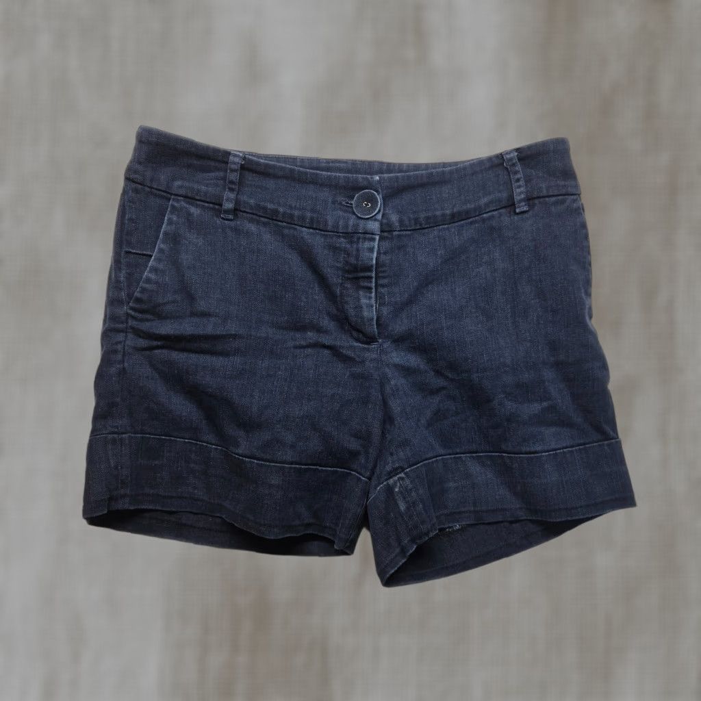 Denime Shoulder Denim Shorts Cuffed Adult Women's Size 42 Dark Wash Blue 90s Classic Size 28" / US 6 / IT 42 - 1 Thumbnail