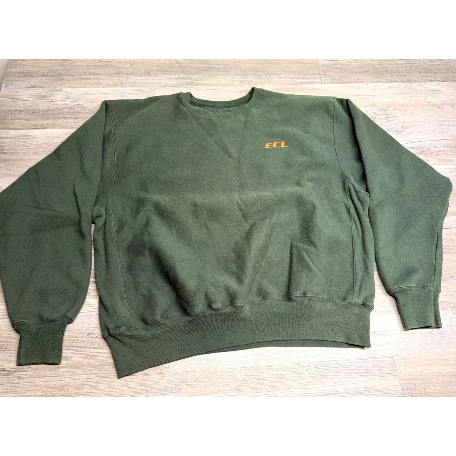 Champion VINTAGE Champion Sweatshirt XL Green Premium Reverse Weave Crewneck Embroidered Mens Pullover Heavyweight Logo Pattern Solid Size US XL / EU 56 / 4 - 2 Thumbnail