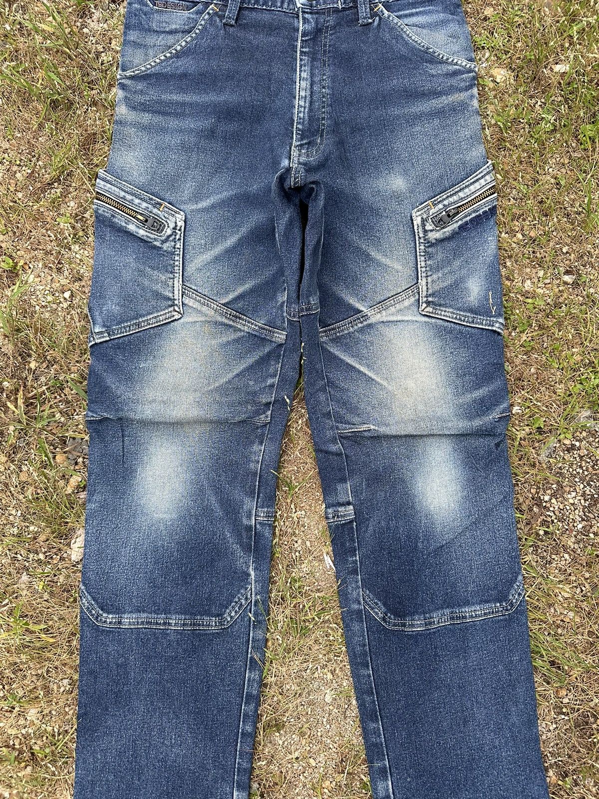 Japanese Brand BIKER DENIM TS DESIGN JEANS STRETCHABLE DOUBLE KNEE PANTS Size US 29 - 2 Thumbnail