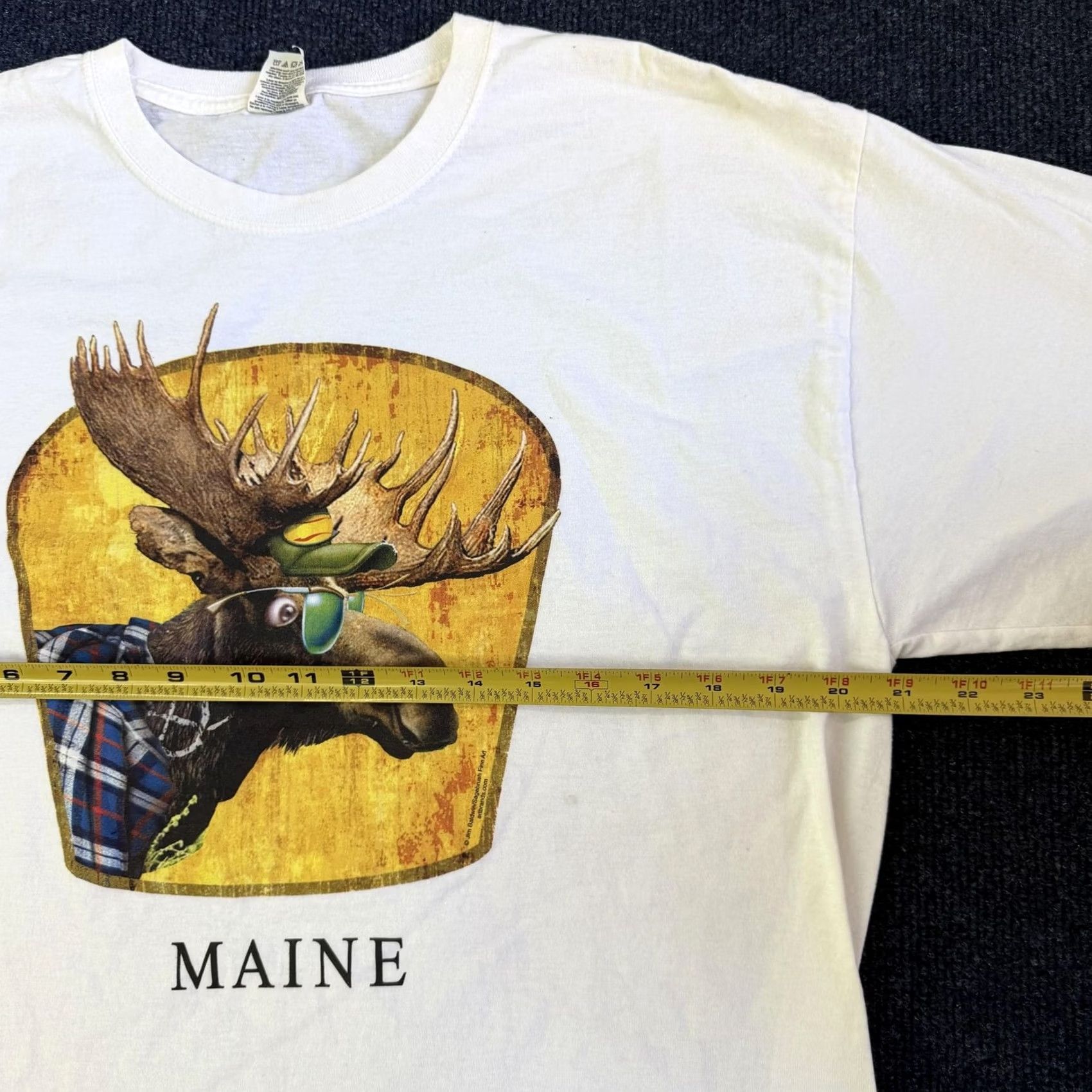 Fruit Of The Loom Vintage Maine Moose Shirt Mens Large White Fruit of the Loom Novelty Tee Size US L / EU 52-54 / 3 - 6 Thumbnail